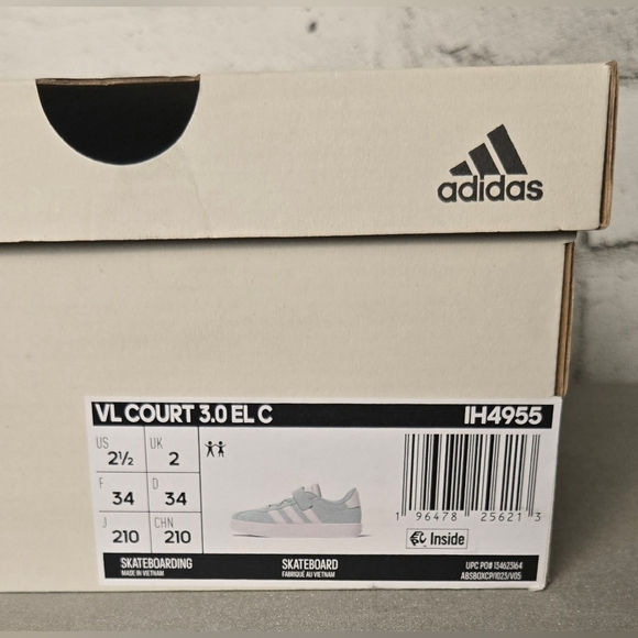 Adidas VL Court 3.0 EL C Kids Light Blue Skate Shoes NWT Size 2.5 - Picture 15 of 15